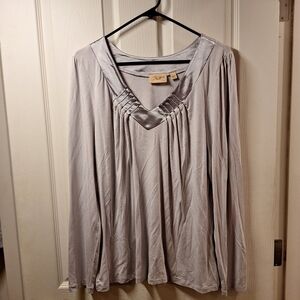 Womens Motto Brand Gray Long Sleeve Blouse Size Large